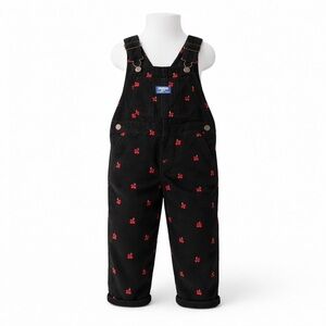 Size 4T OshKosh Toddler Train Print Corduroy Overalls Black Limited Edition NWT